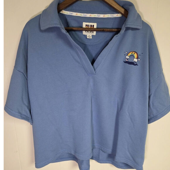 American Eagle Pride Polo Crop Top Mens Blue Size XXL 2X - Picture 1 of 7